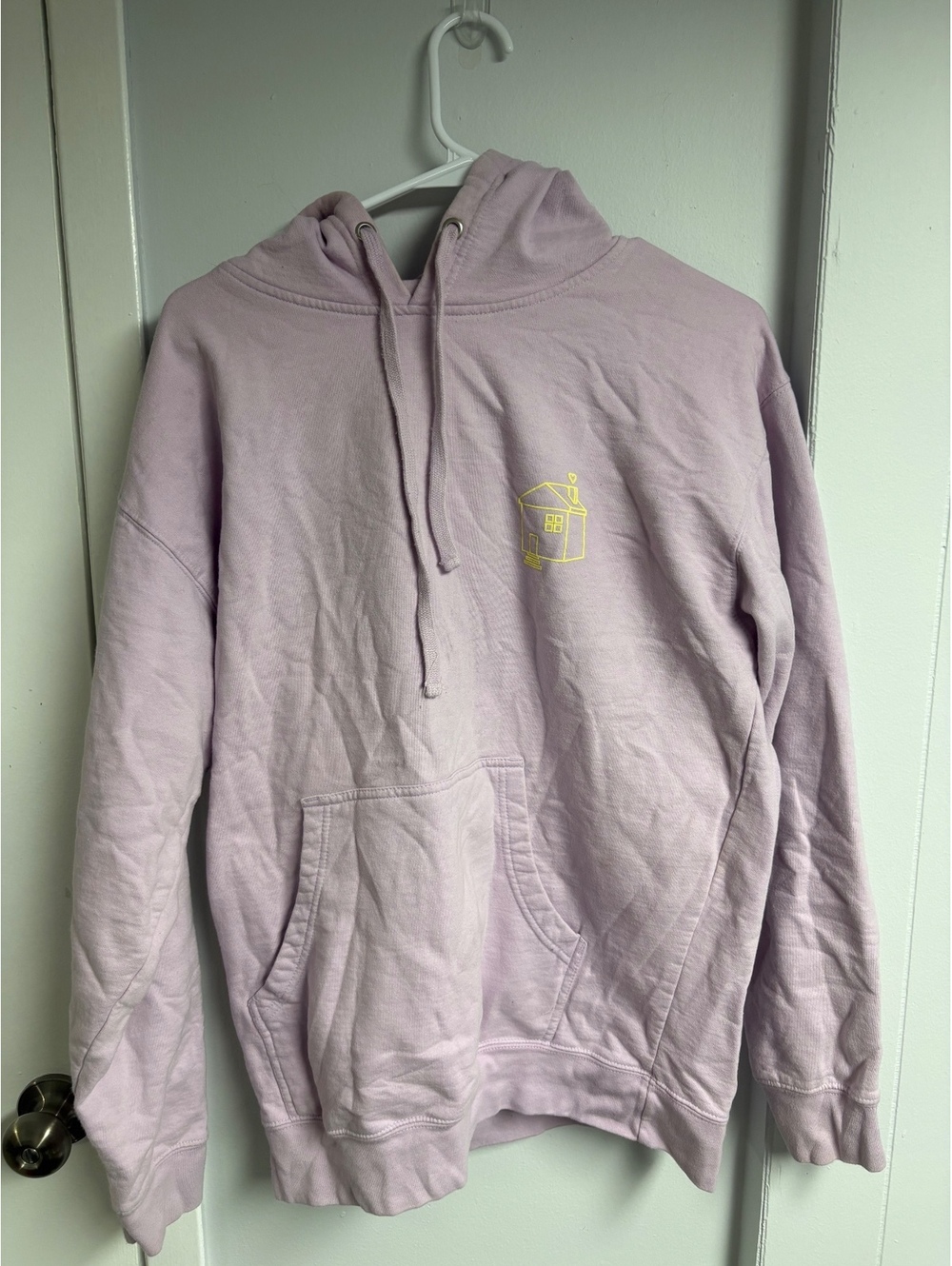 Harry Styles Light Purple Hoodie with Yellow Print, Size Large
